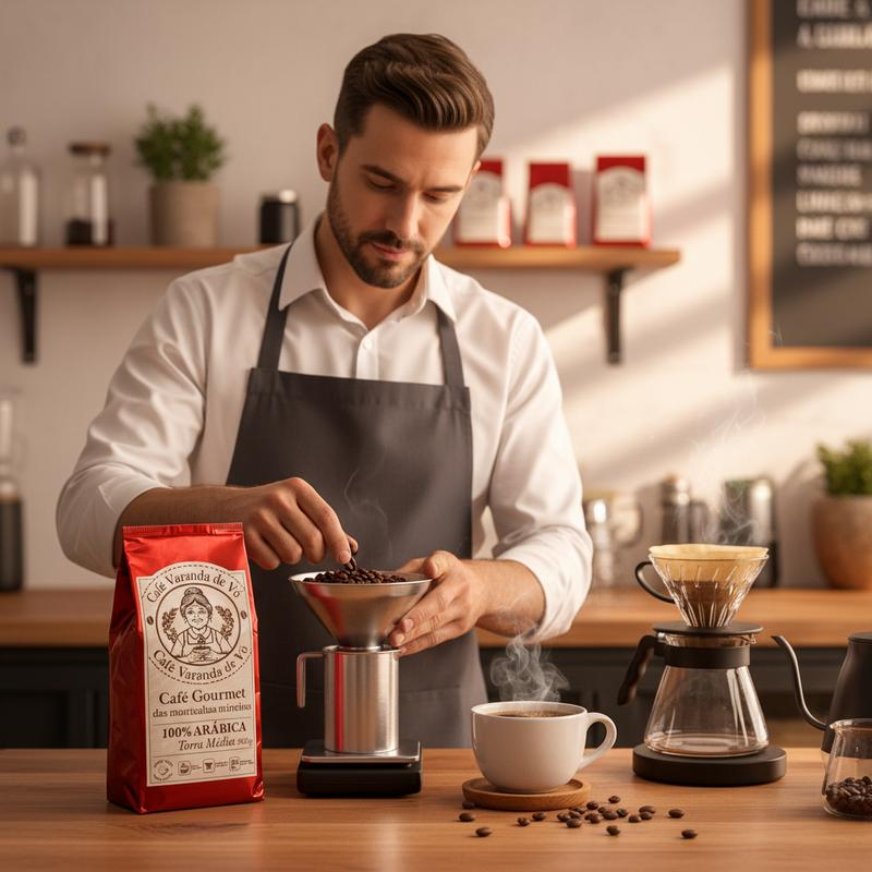 Café Varanda de Vó com xícara servida