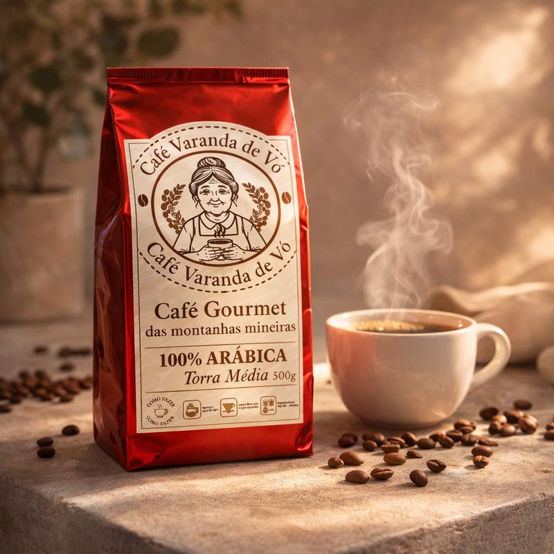 Café Varanda de Vó e grãos torrados